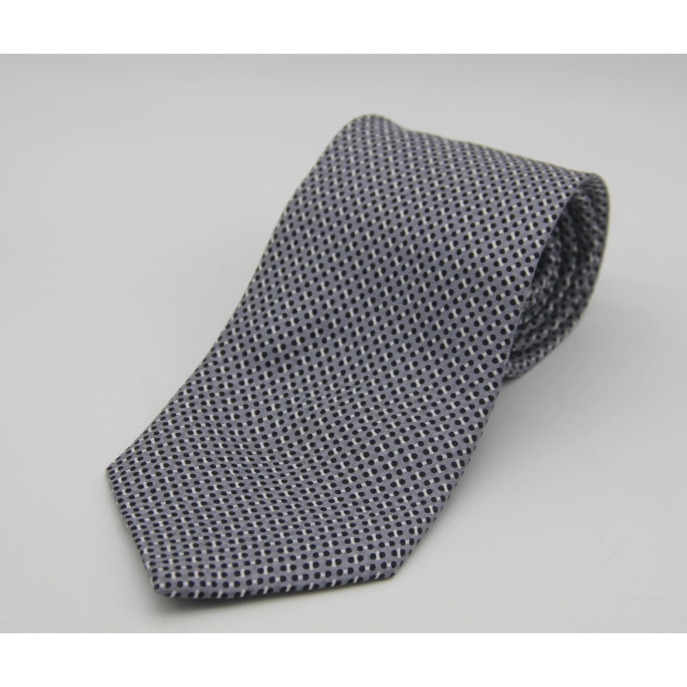 Firenze 100% Silk Designer Neck Tie 3.75" Wide Gray Black Geometric Design #828